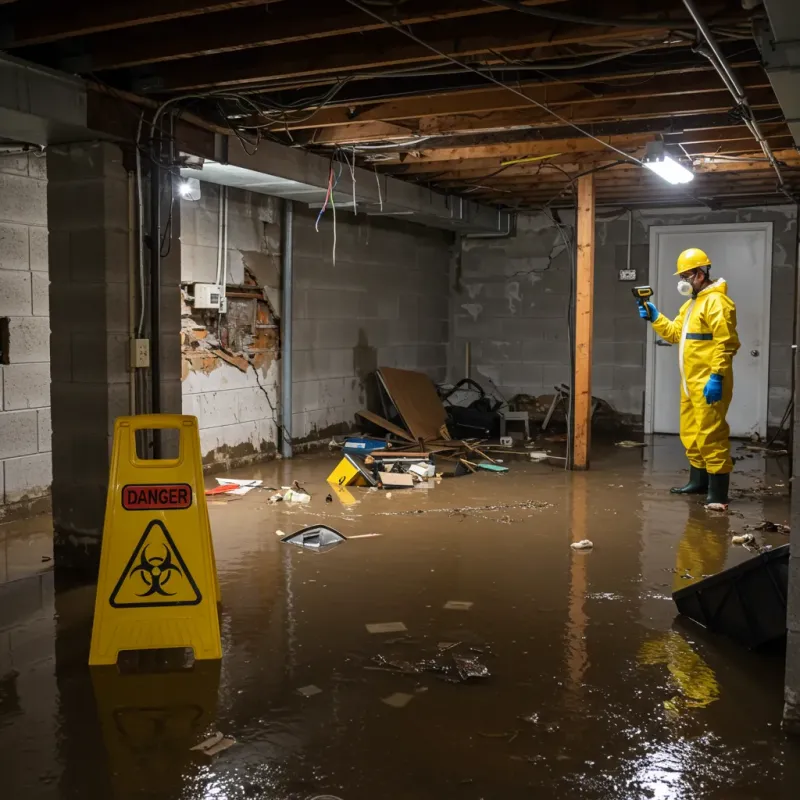 Flooded Basement Electrical Hazard in Coal Grove, OH Property